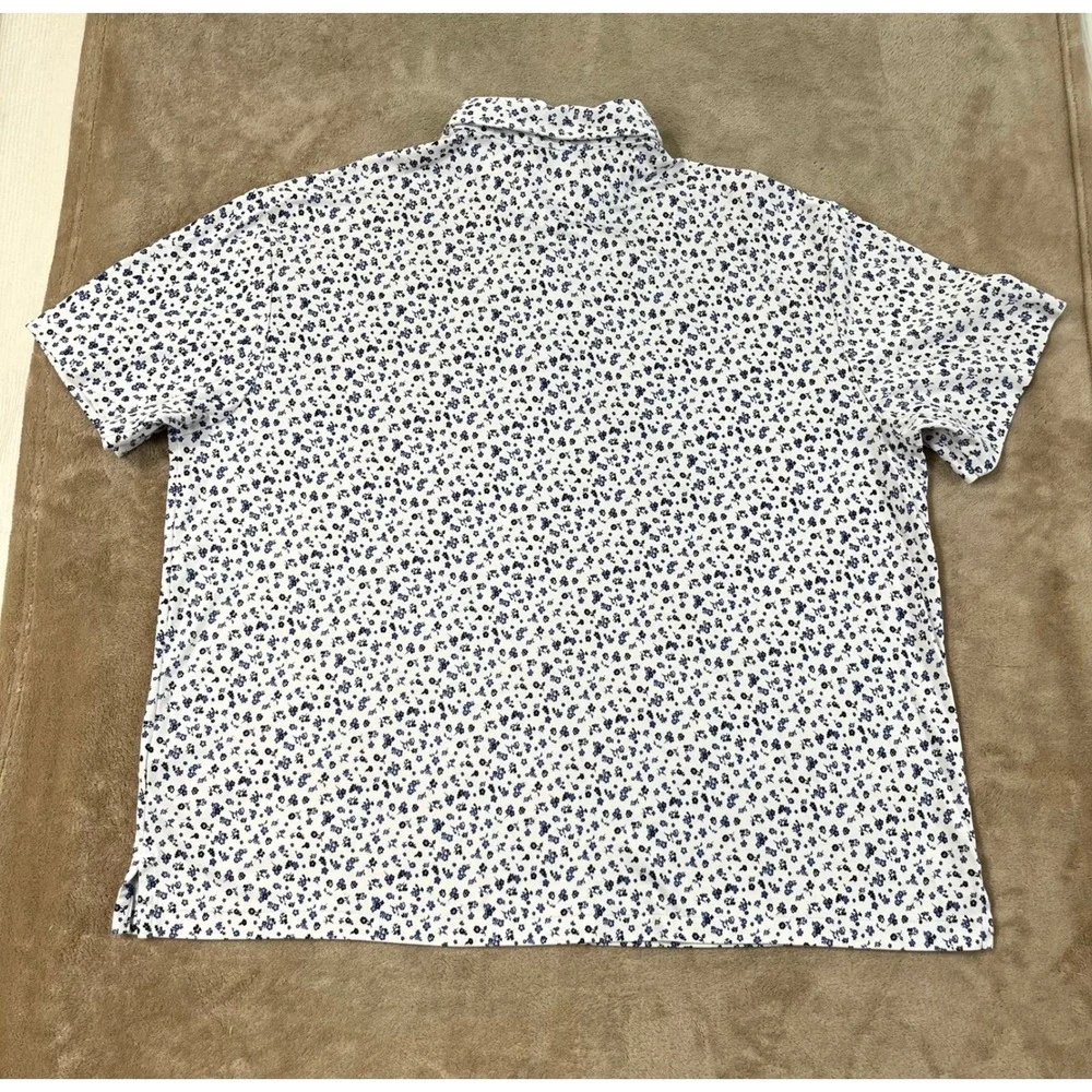 Polo Ralph Lauren Polo Shirt Men's 2XB White Blue Floral Cotton Short sleeve EUC